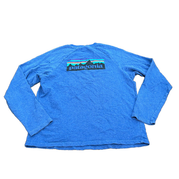 Patagonia Men's Blue Organic Cotton Raglan Sleeve Pullover Sweatshirt Size M - Picture 1 of 10